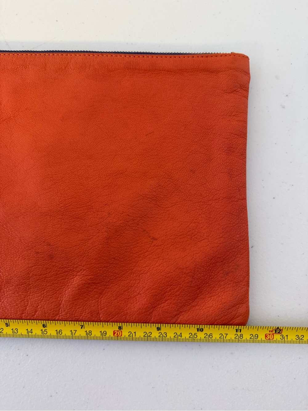 Clare V. Los Angeles Orange Leather Zip Clutch Pouch Wristlet Gold Hardware - Picture 6 of 13